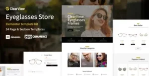 ClearView - Eyeglasses & Eyewear Store WooCommerce Ele…or Template Kit