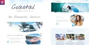 Coastal Travel and Surf Grunge Template Kit