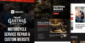 Gastros Garage - Motorcycle Service Repair Elementor Template Kit