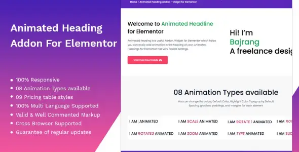 Animated heading addon – widget for Elementor • GPLClick