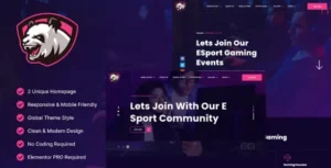 Junio - E-Sport Gaming Events & Streamer Elementor Template Kit