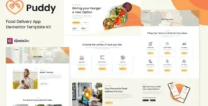 Puddy - Food Delivery App Elementor Template Kit