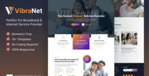 Vibranet – Broadband & Internet Service Provider Elementor Template Kit