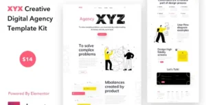 XYZ - Creative Digital Agency Business WordPress Elementor Template Kit